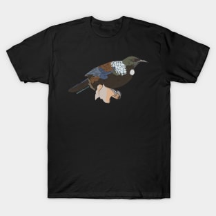 Hand Drawn New Zealand Tui Bird T-Shirt